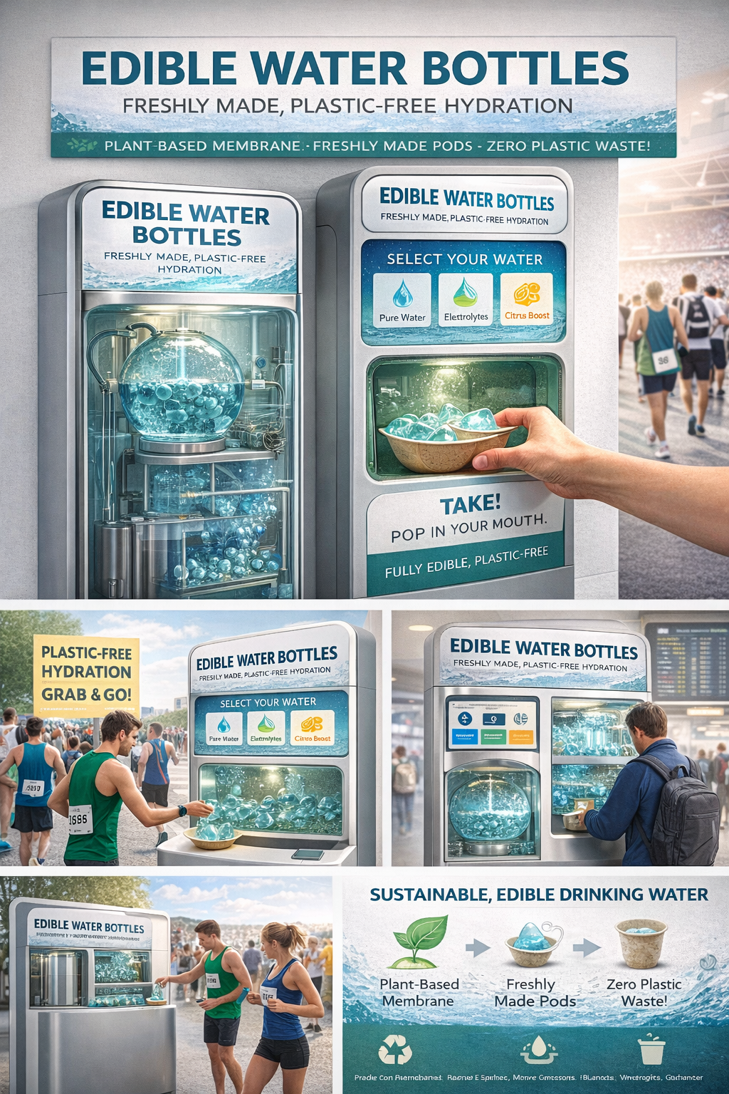 Edible Water Bottle Dispensing Systems